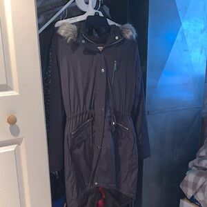 Mossimo Supply Co. Black Utility Jacket with Faux Fur Hood